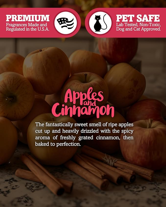 Apples & Cinnamon Scented Natural Soy Candle, Essential Fragrance Oils, 100% Soy, Phthalate & Paraben Free, Clean Burning, 9 Oz.