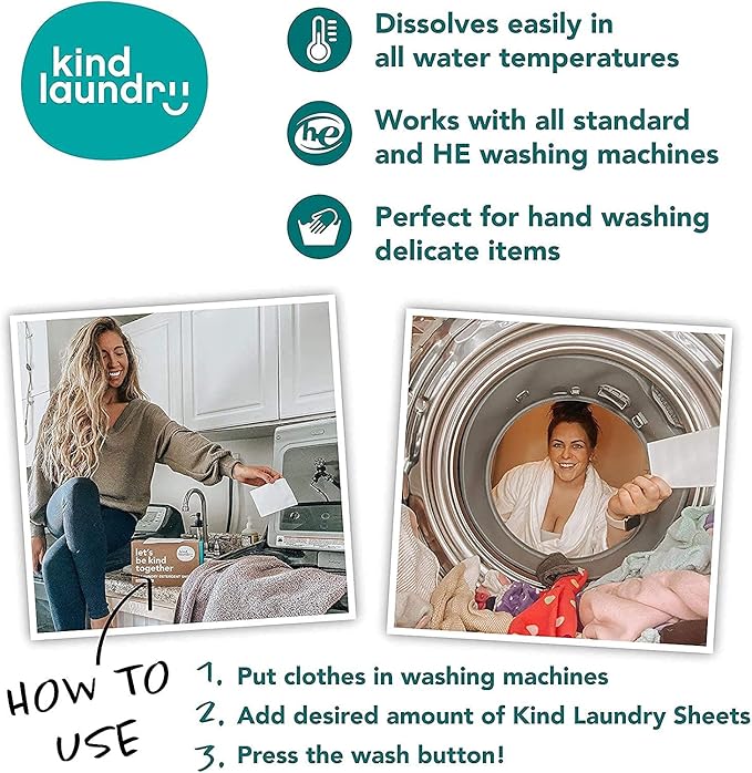 KIND LAUNDRY Wool Dryer Balls (3-Pack) & Detergent Sheets - Eco-Friendlier, Organic and Reusable Fabric Softener