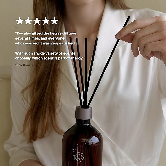 hetras Premium Reed Diffuser Set 16.9 fl.oz. 1 Pack | Hug Soap - Cozy & Clean Scent | Long-Lasting Luxury Fragrance with 10 Reed Sticks for Home & Office | Gifts for Loved One