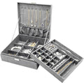 ProCase Velvet Jewelry Box Organizer for Women, 2 Layer Jewelry Display Storage Holder Case for Necklace Earrings Bracelets Rings -Grey