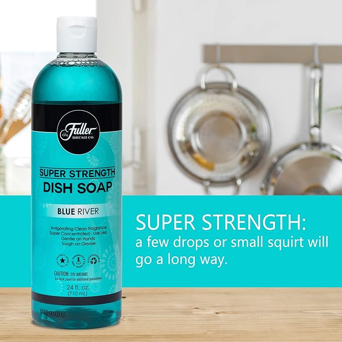 Fuller Brush Super Strength Dish Soap – Blue River – Ultra Concentrated Formula – Cuts Grease Fast, Clean Dishes, Glassware, Silverware, Pots, Pans & Surfaces – (Pack of 1)