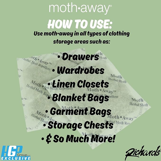 Richards Homewares Moth Away Sachets – 72-Pack Value Pack, Natural Herbal Moth Repellent, Non-Toxic & Chemical-Free, Fresh Scent for Closets, Drawers & Storage – Made in USA