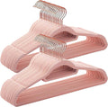 Pink Velvet Hangers 50 Pack - Rose Gold Hook, Space Saving Non-Slip Clothes Hangers, 16.5 Inch with Tie Bar for Coats,Sweater,Jackets,Dresses, Shirts, Suits & T-Shirts