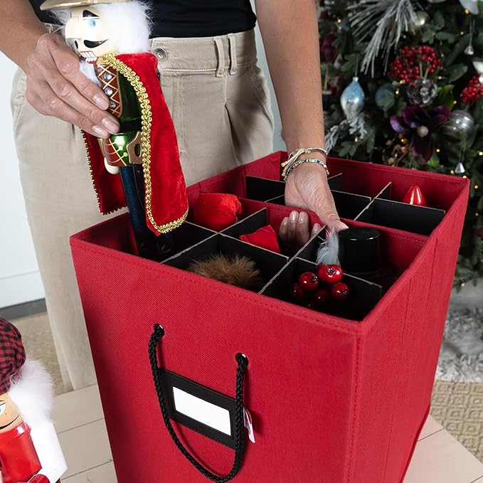 [16 Inch Tall Nutcracker and Figurine Collectibles Storage Boxes] - Large Ornament Bag for Holiday Decor Storage - Great for Storing 12 Carolers, Santa Figure, or Nut Cracker Ornaments