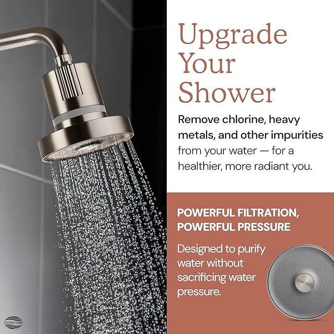 Filtered Shower Head for Hard Water | Reduce Chlorine & Heavy Metals for Improved Skin & Hair Health | High Pressure Water Softener Shower Head [Brushed Nickel]
