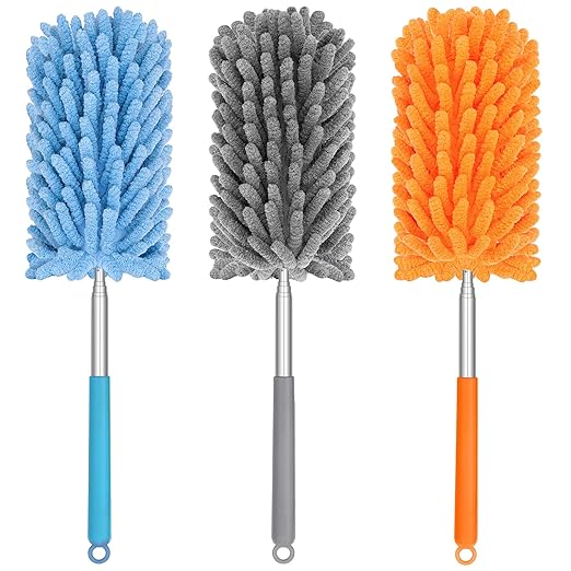 TIMIVO Mini Duster for Cleaning, 360° Bendable Hand Dusters with Extension Pole, Washable Small Duster for Car Interior, Office, Furniture