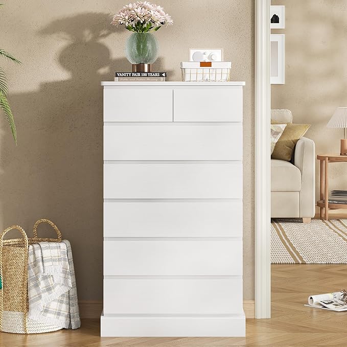 Hasuit Tall Dresser with 7 Drawers for Bedroom, 51.8'' High Chest of Drawers Storage Organizer for Closet, Modern Taller Clothes Storage Tower with Ample Storage Space