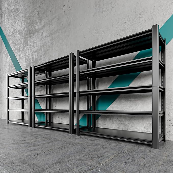 Nexvrtau 5 Tier Adjustable Metal Shelving Storage Rack,Storage Shelves,59.8" Wx24 Dx76.6 H Garage Shelving Heavy Duty,Industrial Shelving Unit for Basement,Warehouse,Garage Organization.3 Pack