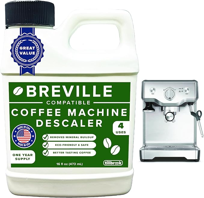Tillbrook Breville Espresso Machine Compatible Descaler - 1 YEAR SUPPLY - Concentrated Descaler for Breville - 16 oz Coffee Maker Cleaner for Breville, Nespresso, Delonghi, Espresso Machine - 4 Uses