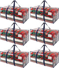 VENO 6 Pack Moving Bags, Christmas Storage Containers, Storage Bins with Lids, Reinforced Wraparound Handles, Packing Bags for Clothes, Bedding, Comforters (Clear, 6 Pack)