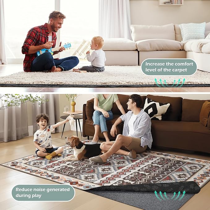 100% Waterproof Rug Pad, 8x10 Foot Non-Slip Rug Pad, 1/8 Inch Non-Slip Carpet,Suitable for Hardwood Floor Felt MATS and All Floors, Protecting The Floor and Keeping The Carpet Soft and Safe