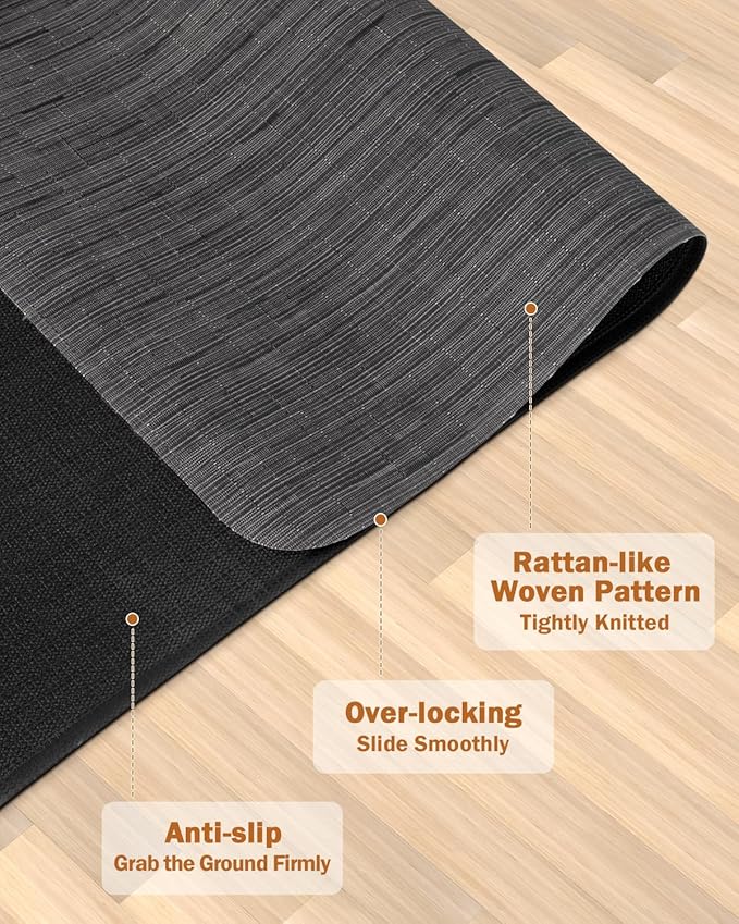 Blvornl Office Chair Mat for Hardwood Floor, 47.2"*60" Desk Computer Chair Mat for Hard Wood, Large Anti-Slip Hard Floor Protector for Rolling Chair, PVC Desk Rug for Office Black