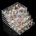 Earring Holder Organizer Acrylic Earring Storage Box for Girls Women Jewelry Organizer Display Case with 100 Small Compartment (Clear, 5 Drawers)