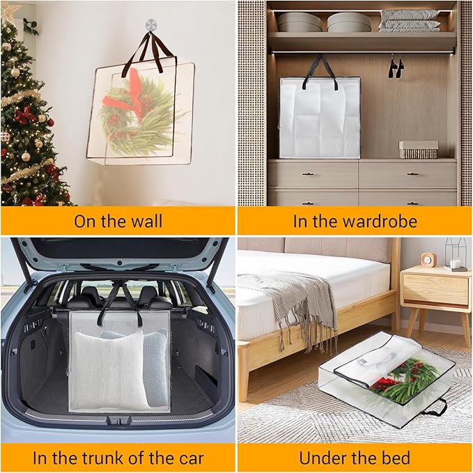 Wreath Storage Bag 5 Packs, 26 Inches 95 L Wreath Storage Container for Home Storage, Storage Bag for Spring Summer Christmas Wreath Decorations or Clothing Blanket Comforters Bed Sheets Pillows