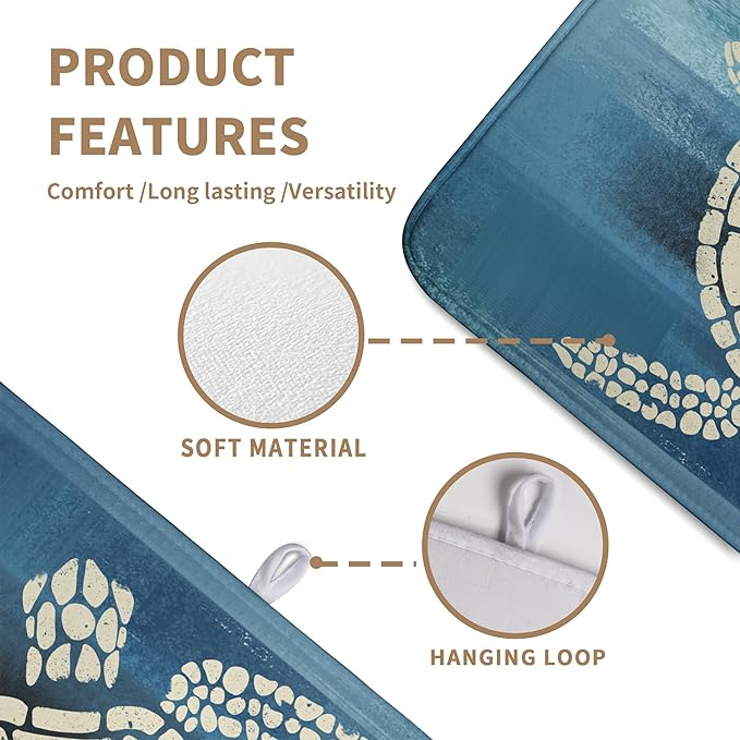 Wnoesat Sea Turtle Dish Drying Mats for Kitchen Counter 18x24 Inch Summer Ocean Animal Microfiber Absorbent Dish Drainer Rack Mats Navy Blue Large Dish Pad with Hanging Loop
