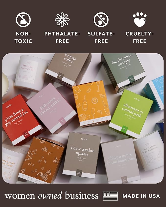 Literie NYC Inspired Scented Candle: I Have A House in The Hamptons - Rosé & Melon Scent, 9oz, 50 Hour Burn, Vegan Soy & Coconut Blend Candle for Home Decor, Gift for Women & Men