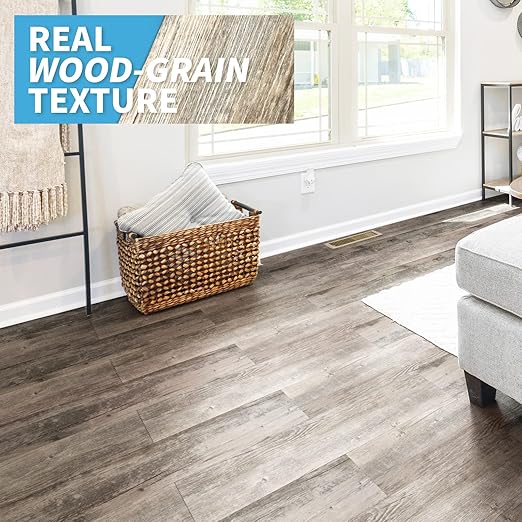 Art3d 36-Pack 54 Sq.ft Peel and Stick Floor Tiles Vinyl Plank Flooring Wood Look, Adhesive and Waterproof Tile Sticker for Bedroom, Living Room, Kitchen, RV in Old Wood