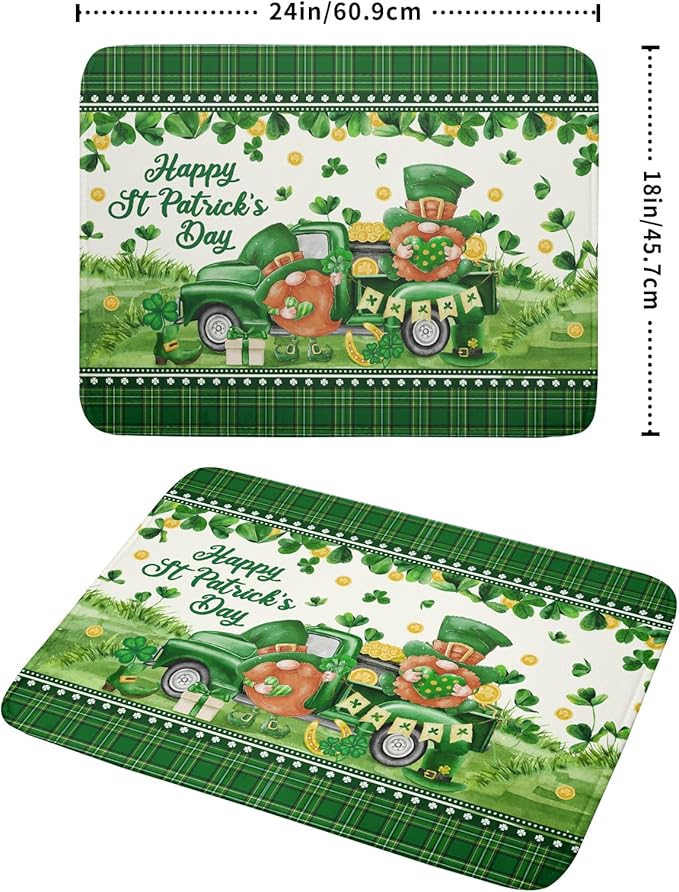 Shamrock Truck Dish Drying Mat Buffalo Check Dish Drainer Mat 18x24 inch Reversible Microfiber Quick Dry Rack Pad for Kitchen Counter Sink