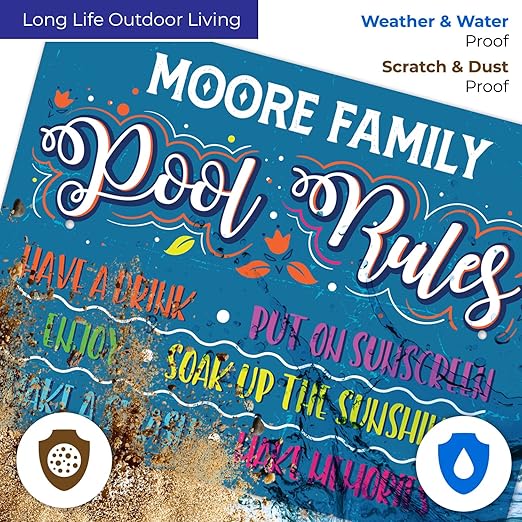 Custom Pool Sign, Pool Rules Have A Drink for Pool Décor Sign, 18x24 Inches, Rust Free .063 Aluminum, Fade Resistant, Made in USA by Sigo Signs