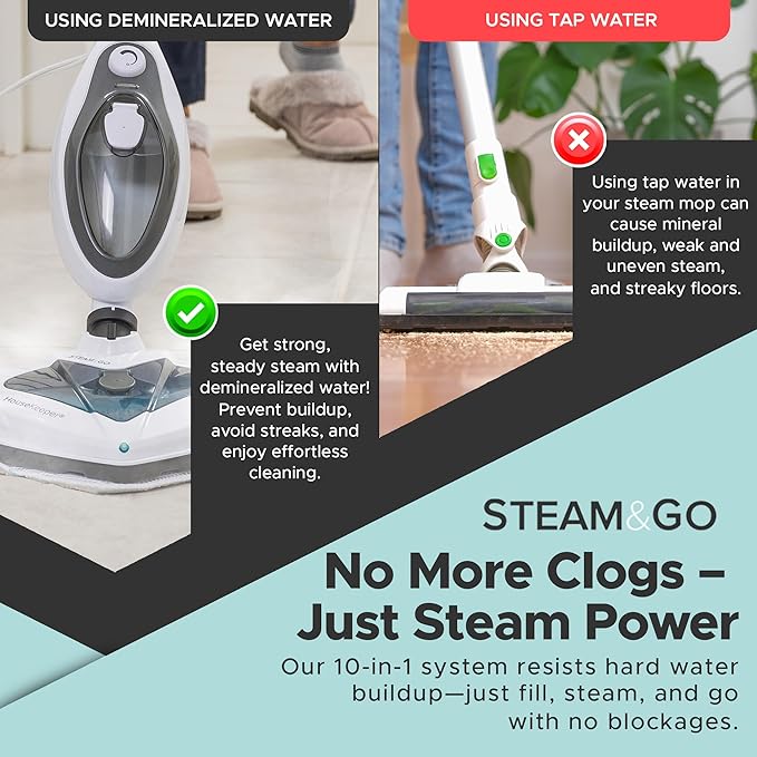 Steam & Go 10-in-1 Multi-Surface Steam Mop - Deep Clean & Sanitize with Heat
