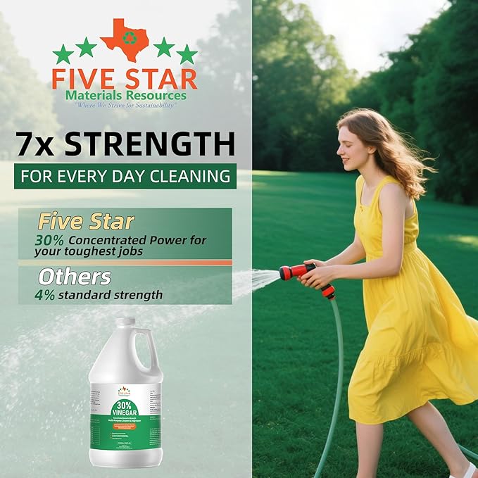 30% Vinegar Concentrated | White Vinegar for Cleaning and Garden | Horticultural, Home, and Outdoor Pure | Max Performance 7X Power | with Instructions (4 Gallon (512 oz))