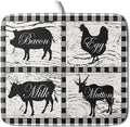 Farmhouse Animal Dish Drying Mat Buffalo Plaid Drainer Rack Mats Fast Dry Absorbent Kitchen Countertop Protector Dishes Pad 16x18 Inch