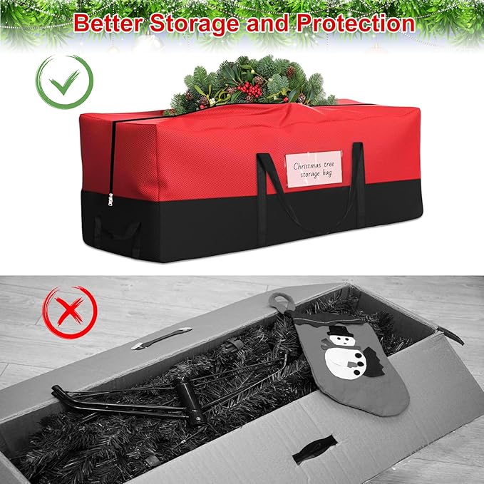 Christmas Tree Storage Bag, Fits Up 10 Ft Tall Artificial Trees, Heavy-Duty 600D Oxford Tree Bag with Reinforced Handles Zipper Clear Pocket, Storage Bags for Moving Items, Clothing, Outdoor, Bedding