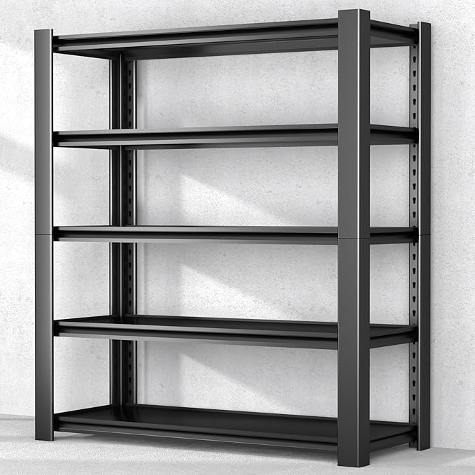 Nexvrtau 5-Tier Garage Shelving Heavy Duty, 3000 LBS Capacity Metal Storage Rack 24" D x 60" W x 76" H, Adjustable Steel Shelves Unit for Garage, Warehouse, Basement, Pantry, Workshop.1 Pack