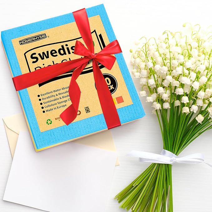 HOMERHYME Swedish Dishcloths, 10 Pack Multicolor Kitchen Cloths, Absorbent Dish Towels for Kitchen, Multipurpose Cellulose Sponge Cloths, Reusable Washable Towels for Home & Kitchen