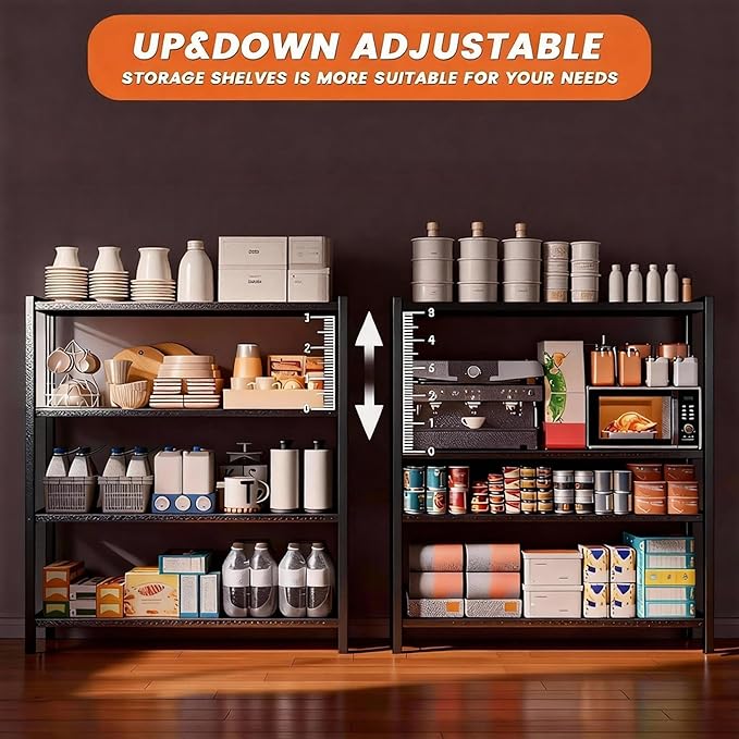 Notmise Kitchen Baker’s Rack, 4-Tier Metal Rack with Solid Shelves, Microwave Stand Storage Organizer for Kitchen or Dining Room – 39.4” W x 15.7” D x 54.3” H