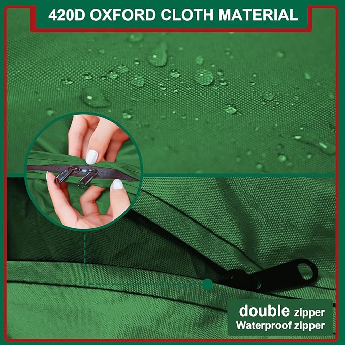 12ft Christmas Tree Storage Bag Extra Large 420D Tree Storage Bag for Disassembled Artificial Trees (Fits 7ft-12ft), Waterproof Double Zippers and Durable Handle, 68"L x 30"W x 20"H, Green,1 Pack
