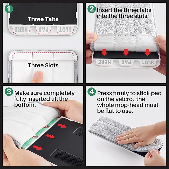 JOYMOOP Mop and Bucket with Wringer Set, Flat Squeeze Mop with Bucket (X-Large), Dust Mop for Wall Cleaner with Long Handle, Microfiber Mop - Green Bucket with 3 Reusable 15" Pads