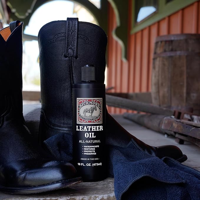 Bickmore Leather Oil Leather Conditioner 16oz | Waterproofs, Protects, and Restores Boots, Jackets, Auto, Furniture, and All Leather Goods | Made in The USA
