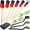 TAKAVU Complete Car Detailing Kit (12pc) - Detail Brushes, Wire Brushes, Vent Duster & Microfiber Towel for Wheels, Interior, Exterior, Engine Bay & Motorcycle Cleaning