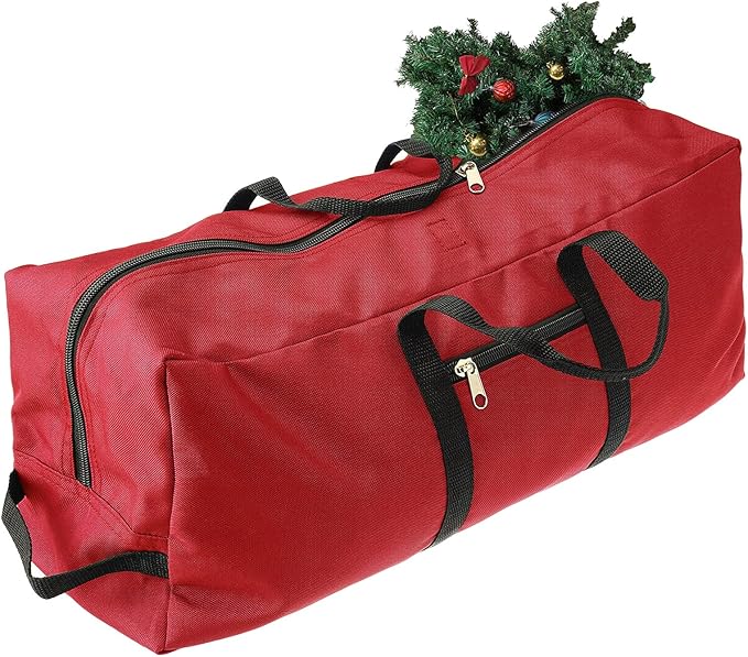 5 ft Christmas Tree Storage Bag - Heavy Duty Large Artificial Christmas Tree Bag with Reinforced Handles - 600D Oxford Cloth Artificial Disassembled Trees (red)