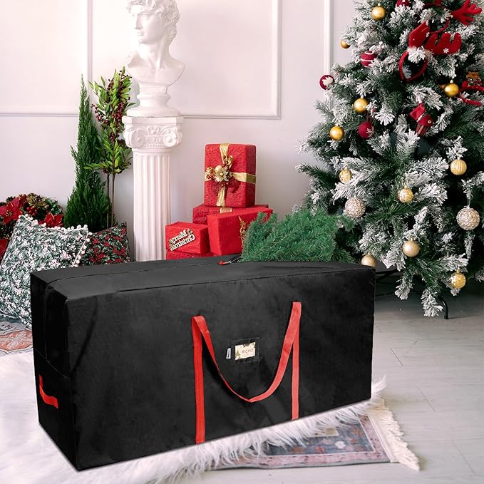 Christmas Tree Storage Bag 9 ft, Fits Up to 9 Foot Artificial Trees, 600D Oxford Tear-proof Xmas Tree Bag, Reinforced Handles & Zippered & Durable, Holiday Decoration Storage Bags, Black
