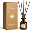 Soréva Orange Reed Diffuser Set, Plant-Based Oil with Jasmine & Sandalwood, Long-Lasting Luxury Home Fragrance for Bathroom & Office Shelf Decor, Uplifting Aromatherapy Gift Set, 7 Sticks, 4.39 fl oz