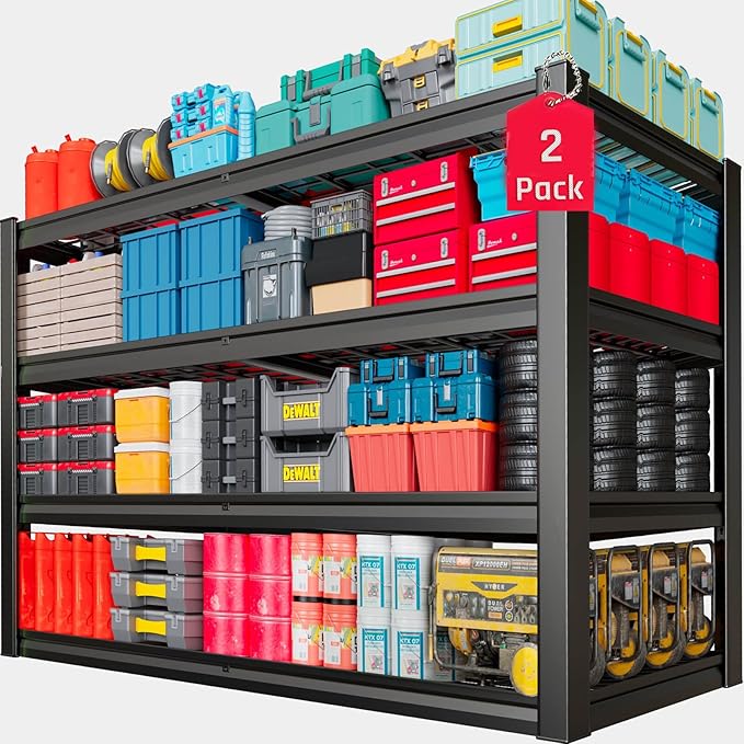 SKZNSA 30" Deep Heavy Duty Garage Shelving Units, 68" Wide Storage Shelves,4-Tier Metal Garage Shelves, Kitchen Shelf,Large Storage Rack,Industrial Shelving for Shop, 68" W x 30" D x 68" H,2 Pack