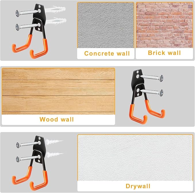 28 Pack Steel Heavy Duty Garage Hooks Storage Hooks with Anti-Slip Coating, Utility Garage Wall Mount Hanger and Organizer for Bikes, Ladder, Rope, Broom, Shovel and Garden Power Tools (28, Orange)