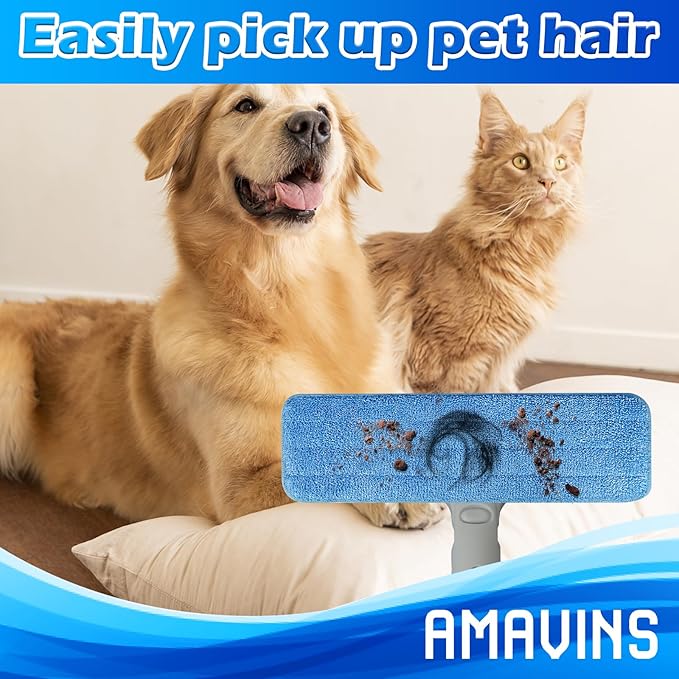 AmaVins 3 Pack Microfiber Cleaning Pads for Bona Mop, Reusable Microfiber Mop Pads for 18 Inch Mop, Hardwood Floor Replacement Cleaning Mop Pads, Machine Washes