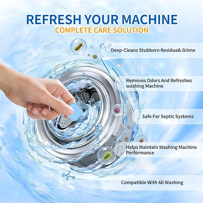 Luvoar Ultra-Powerful Washing Machine Cleaner Tablets-24 Packs, Deep Cleaning Tablets for Front Loader,Top Load & HE Washers,Formulated for Pet Owners,1 Year Supply