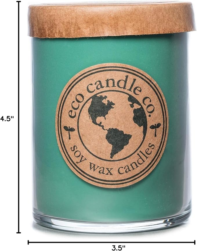 ECO CANDLE CO. Recycled Candle, Winter Wonderland, 18 oz. Double Wick - Scents of Pine, Spruce, & Fir - 100% Soy Wax, No Lead, Kraft Paper Label & Lid, Hand Poured, Midwest Grown Soybeans