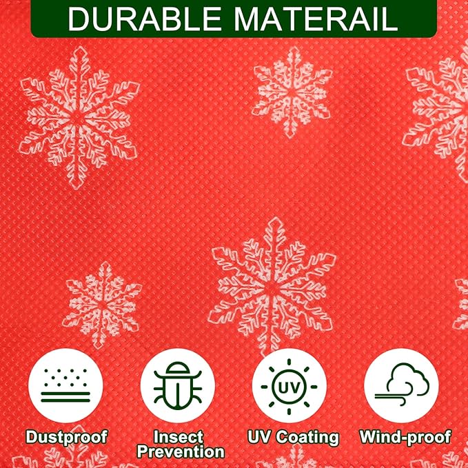Upright Christmas Tree Storage Bag,Tree Storage Cover with Adjustable Straps,Tear Resistant Christmas Tree Storage Bag for 7.5Foot Assembled Trees-Snow Printing Red