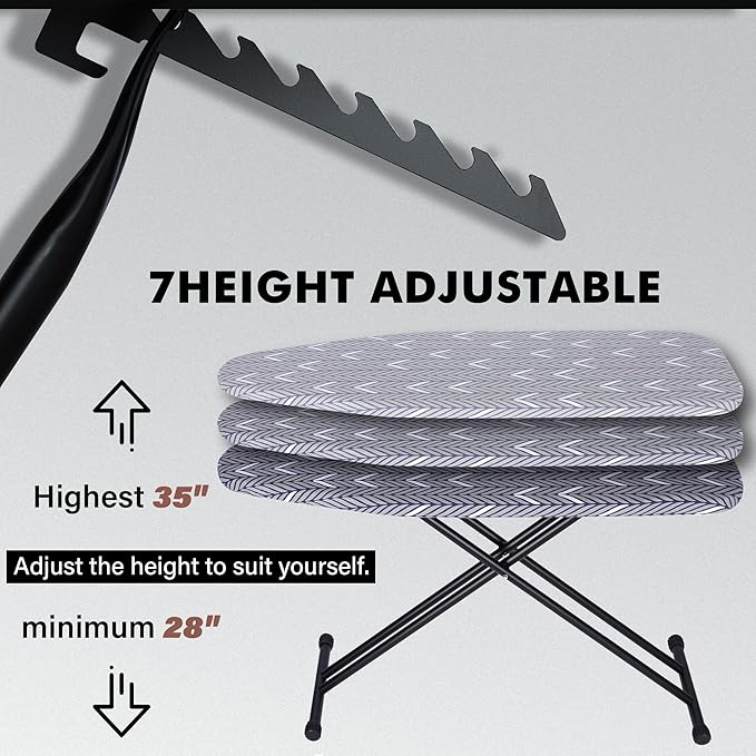 veiox Ironing Board Full Size, Metal Construction Iron Board with Extra Thick Heavy Duty Padded Cover, Stable Structure, Anti-Skid Feet (47x16)