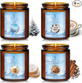 Christmas Candles, Winter Scented Candles for Home, 4 Pack Holiday Natural Soy Candles, Gifts for Women Men, Fragrance of Fir/Hot Cocoa/Vanilla Cookies/Cinnamon