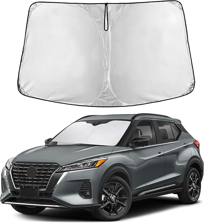 EcoNour Custom Windshield Sun Shade for Nissan Kicks 2018–2024 | Subcompact Crossover Front Window Heat & UV Shield | Foldable Multi-Layer Sun Cover
