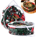 Shappy 2 Pieces Christmas Wreath Storage Container 30 Inch Wreath Plastic Storage Bags with Dual Zippers and Handles for Xmas Thanksgiving Holiday Artificial (Clear)