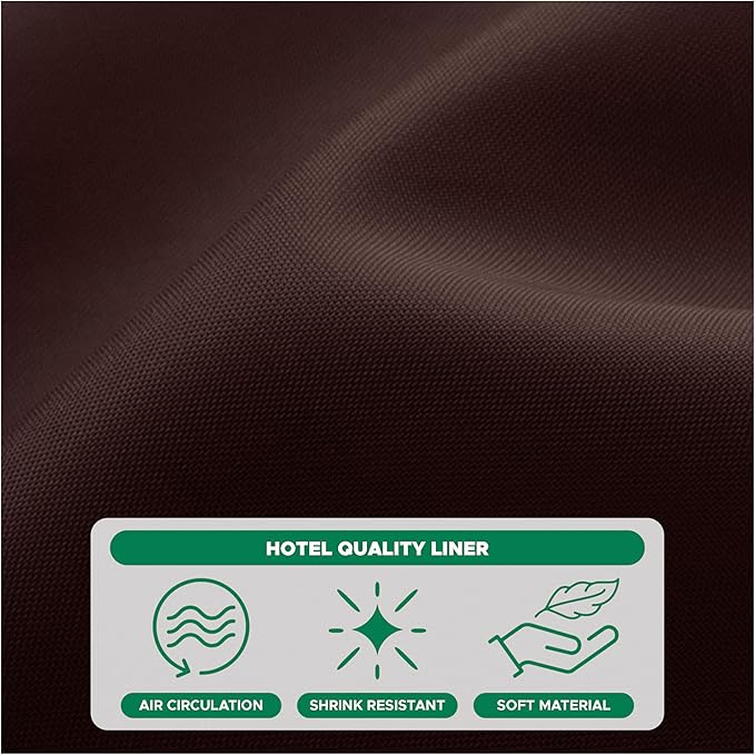 Biscaynebay Quality Fabric Shower Curtain Liner 72" by 72", Brown Water Resistant Bathroom Curtains, Rust Resistant Grommets Top Weighted Bottom Hem Machine Washable