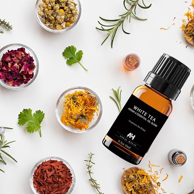 Hotel Diffuser Oil Inspired by The White Tea Hotel Scent - Home Luxury Scents - Premium Fragrance Oil for Ultrasonic and Waterless Diffusers and Crafting - 10 mL, 0.34 fl oz Glass Dropper Bottle