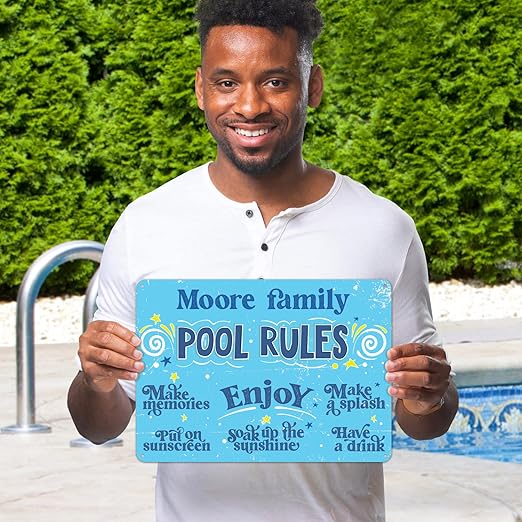 Custom Pool Sign, Fun Pool Rules For Pool Decor Sign, 10x14 Inches, Rust Free .040 Aluminum, Fade Resistant, Made in USA by Sigo Signs